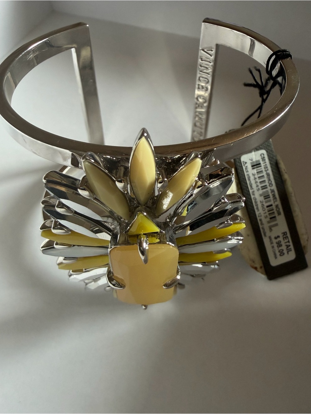 Vince Camuto Yellow and Silver Floral Burst Cuff Bracelet